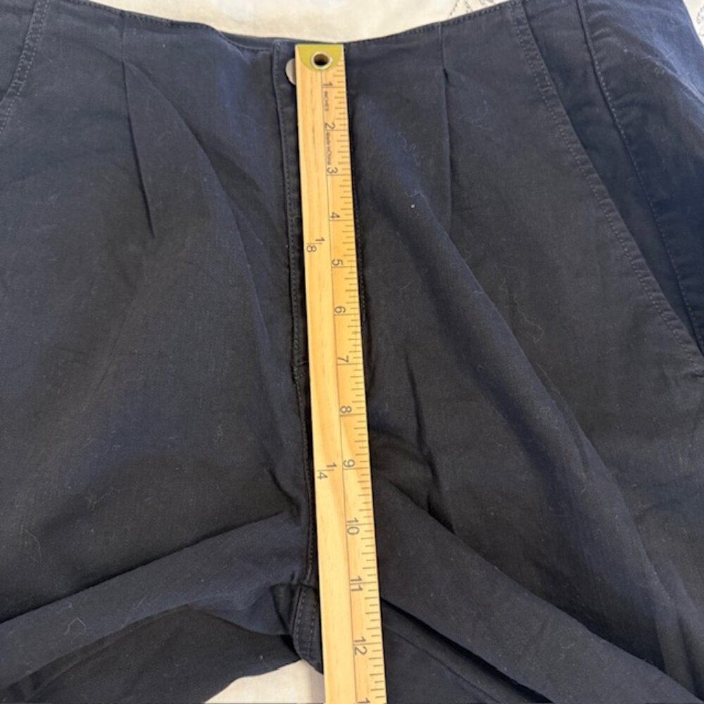 Eileen Fisher Tapered Ankle Pants w Pleats Size 10 Black Organic Cotton - Picture 7 of 9